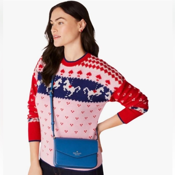 Kate Spade Sadie Envelope Blue Leather Crossbody Bag - Picture 5 of 8